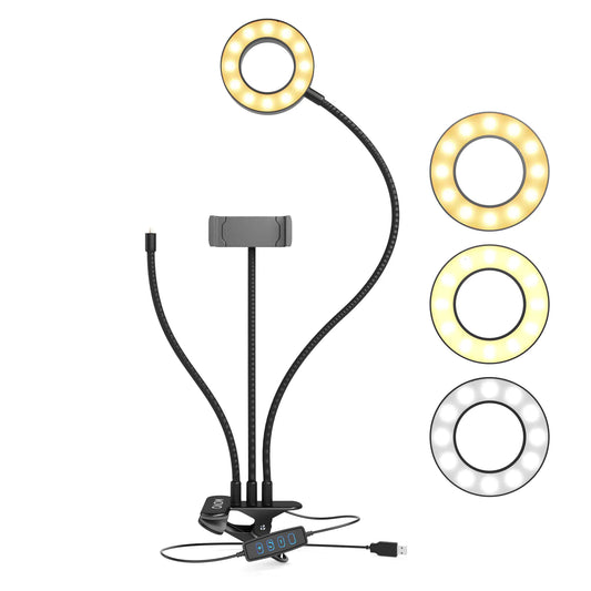 Movo VGC-3 Multi-Arm Selfie Light Stand with Phone Holder